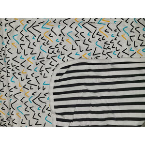 June & January Reversible Baby Blanket Ballot & Onyx Stripe Modern Nursery LARGE